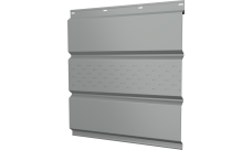 Софит металлический Классик v01 Grand Line центральная перфорация 0,45 PE с пленкой RAL 9006 бело-алюминиевый