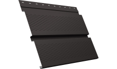 Софит металлический Квадро Брус v01 Grand Line с перфорацией 0,5 Satin с пленкой RR 32 темно-коричневый