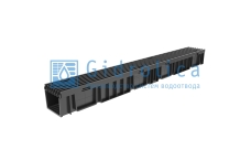 Комплект Gidrolica Light: лоток водоотводный ЛВ -10.11,5.9,6 - пластиковый с решеткой РВ- 10.11.50 пластиковой, кл. A15 (08067)