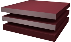 Колпак на столб плоский елка 390х390мм 0,45 PE с пленкой RAL 3005 красное вино