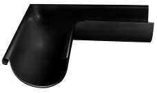 Угол желоба внешний Grand Line ПЭ матовый 90гр 125мм RAL 9005 черный