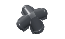 Четверник конька полукруглого 0,5 Satin с пленкой RAL 7024 мокрый асфальт