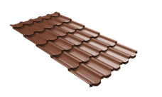 Металлочерепица "Квинта плюс3D" ("Kvinta plus3D") 0,5 Satin Matt TX RAL 8004 терракота