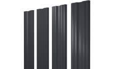 Штакетник Твин с прямым резом Grand Line 0,5 Сатин матовый ТХ RAL 7024 мокрый асфальт