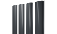 Штакетник Полукруглый Slim с прямым резом Grand Line 0,45 PE-Double RAL 7024 мокрый асфальт