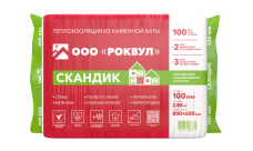 Утеплитель RockWool Лайт Баттс Скандик 800х600х100 (6 шт/пач. 2,88м2; 0,288м3; 36 пач/пал)